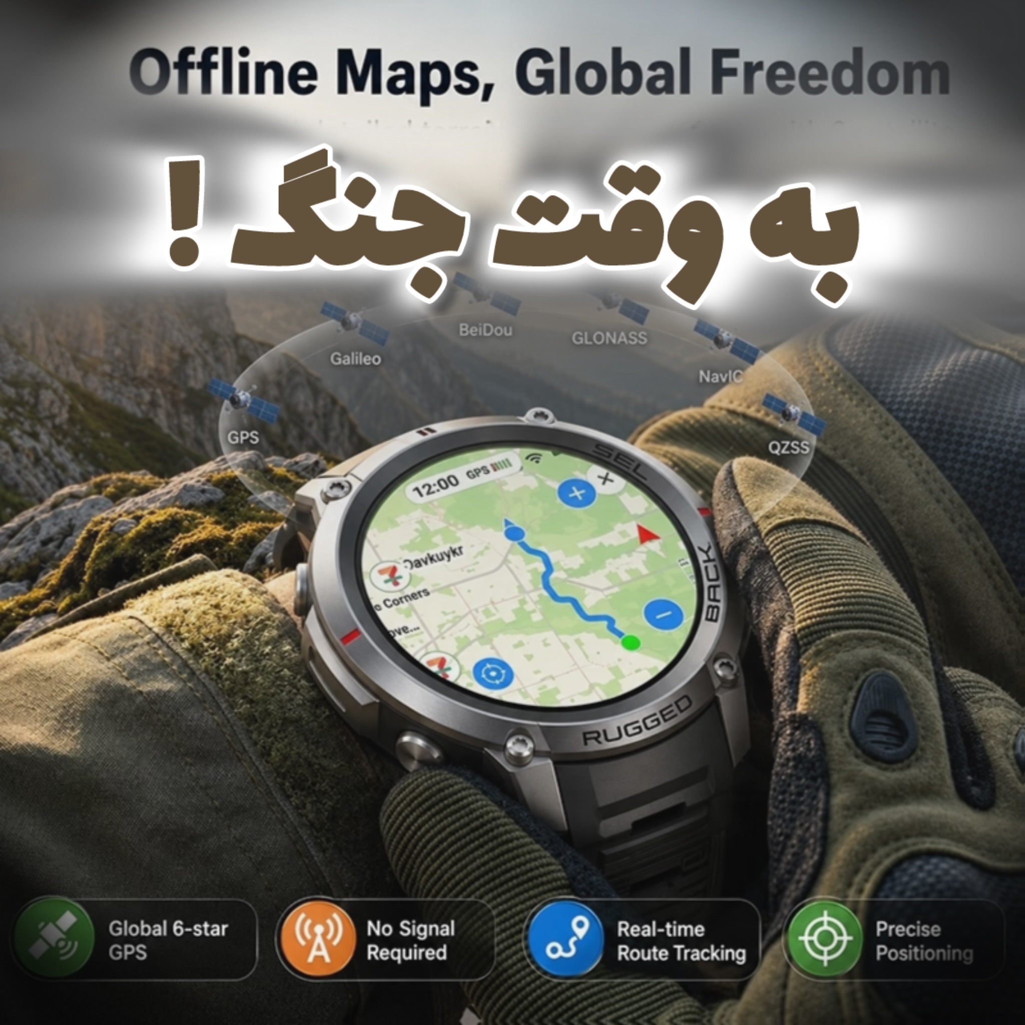 ساعت هوشمند تاکتیکال MILITARY 59 با نقشه آفلاین